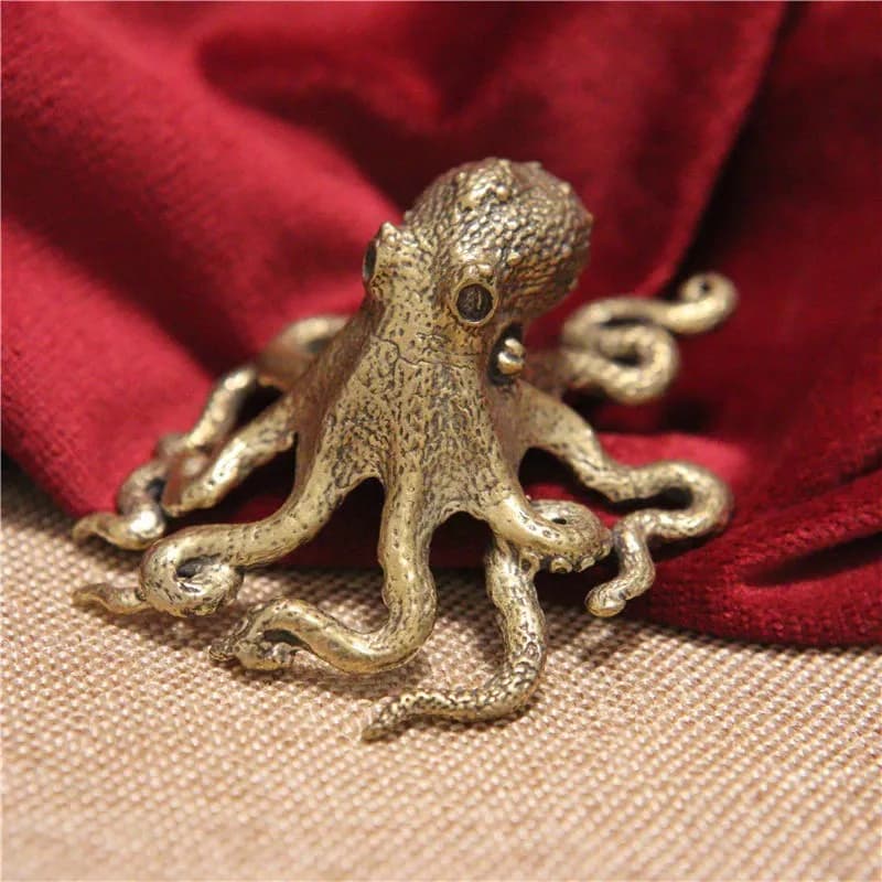 Ottone retrò polpo seppie creativo organismo marino ufficio ornamento da tavolo accessori piccolo tè regali souvenir per animali domestici