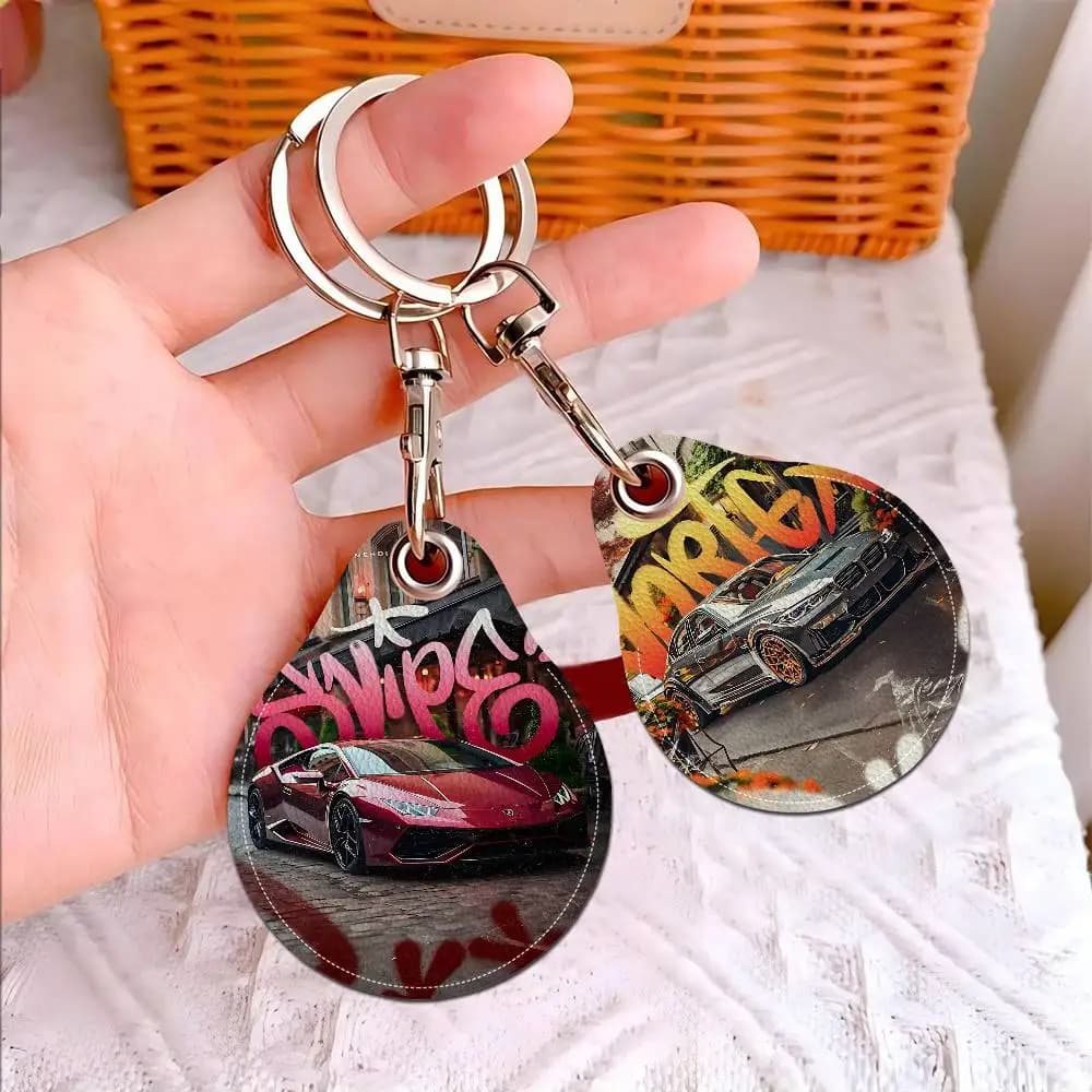 PU Leather Keyring in Supercar Shape, Cards and Cards Access, Key Case
