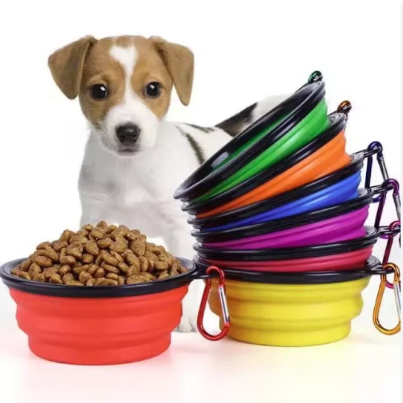 Ciotola per cibo per animali portatile TPR durevole per cani e gatti Ciotola per cibo per acqua da viaggio pieghevole in silicone per animali domestici