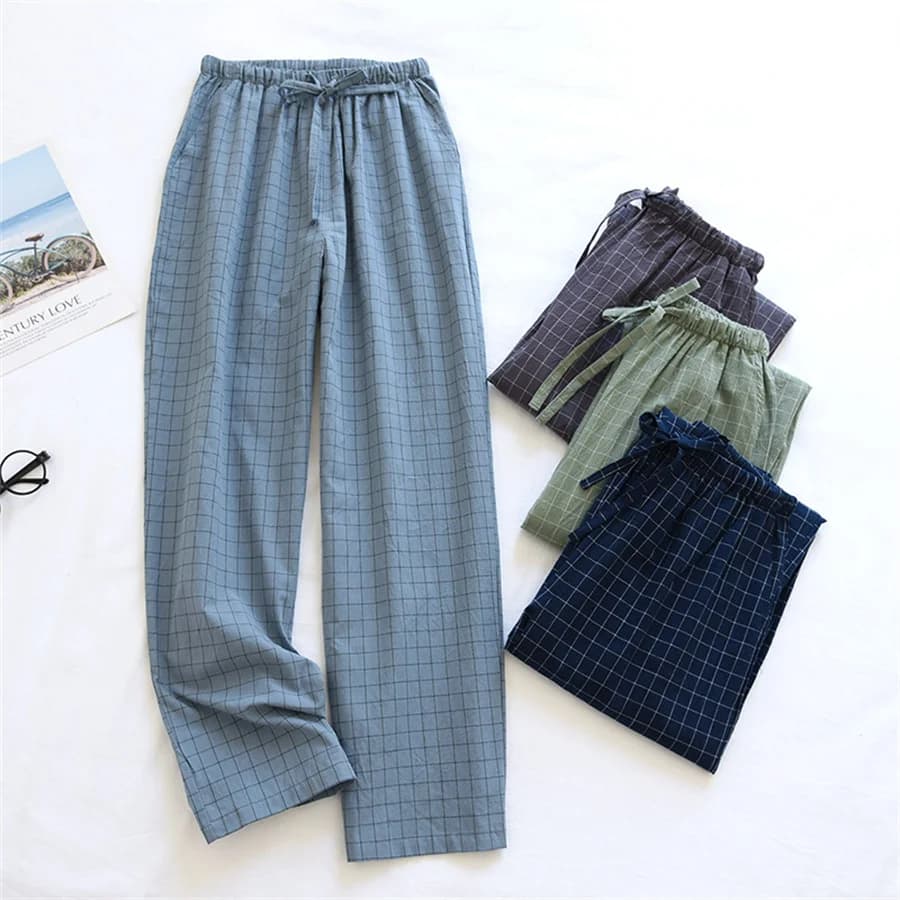 Nuovo 2026 Pantaloni da notte in cotone da uomo Comodi pantaloni da pigiama Pantaloni da casa scozzesi Primavera Estate Homewear da uomo Indumenti da notte casual