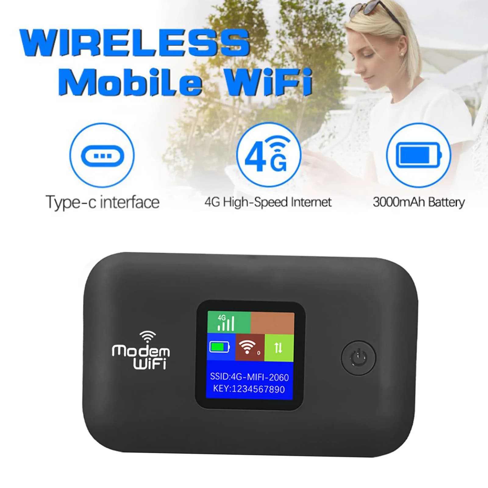 Hotspot mobile 4G LTE per router 4G da viaggio con slot per scheda SIM 300Mbps Fino a 10 dispositivi per Europa Africa Sud-est Asia Nord-Est