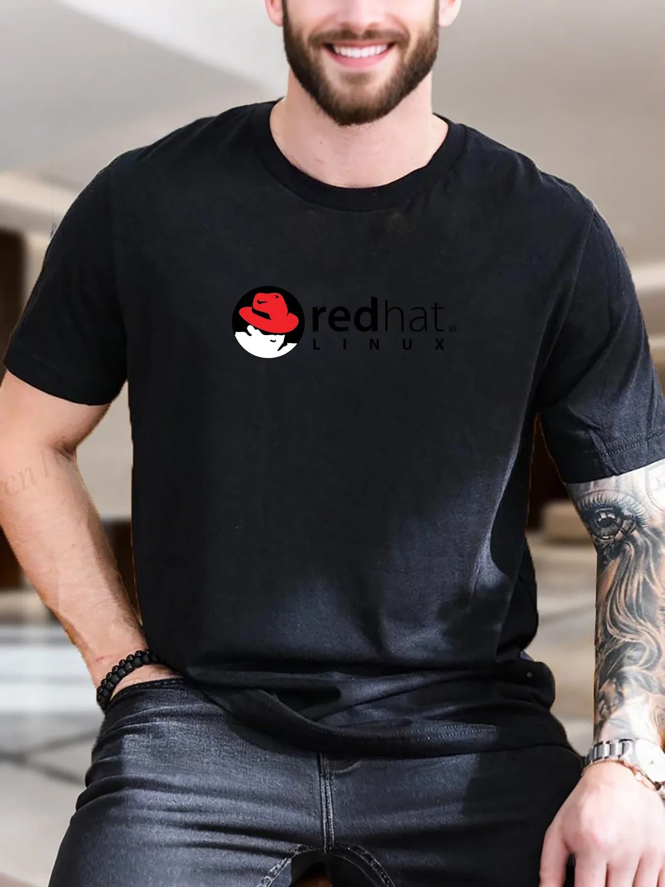 T-shirt con stampa Linux cappello rosso da uomo di nuova moda di arrivo 100% cotone morbido e traspirante manica corta Tee Open Source Geek Culture Graphic