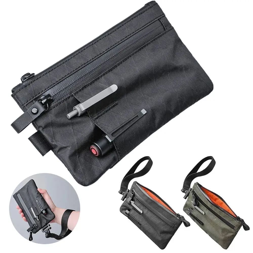 Weatherproof Men's Functional Wallet External Slots RFID Blocking Credit Card Holder with Wristband Key Bag Passport Holder