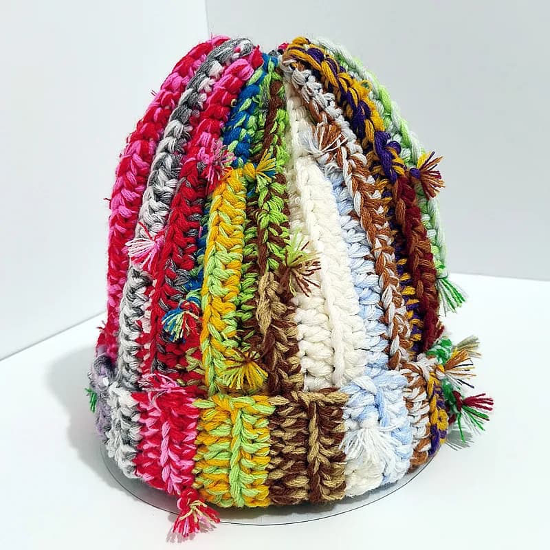 Berretto in lana fatto a mano color dopamina da donna autunno inverno addensato caldo copricapo hip-hop pullover cappello freddo