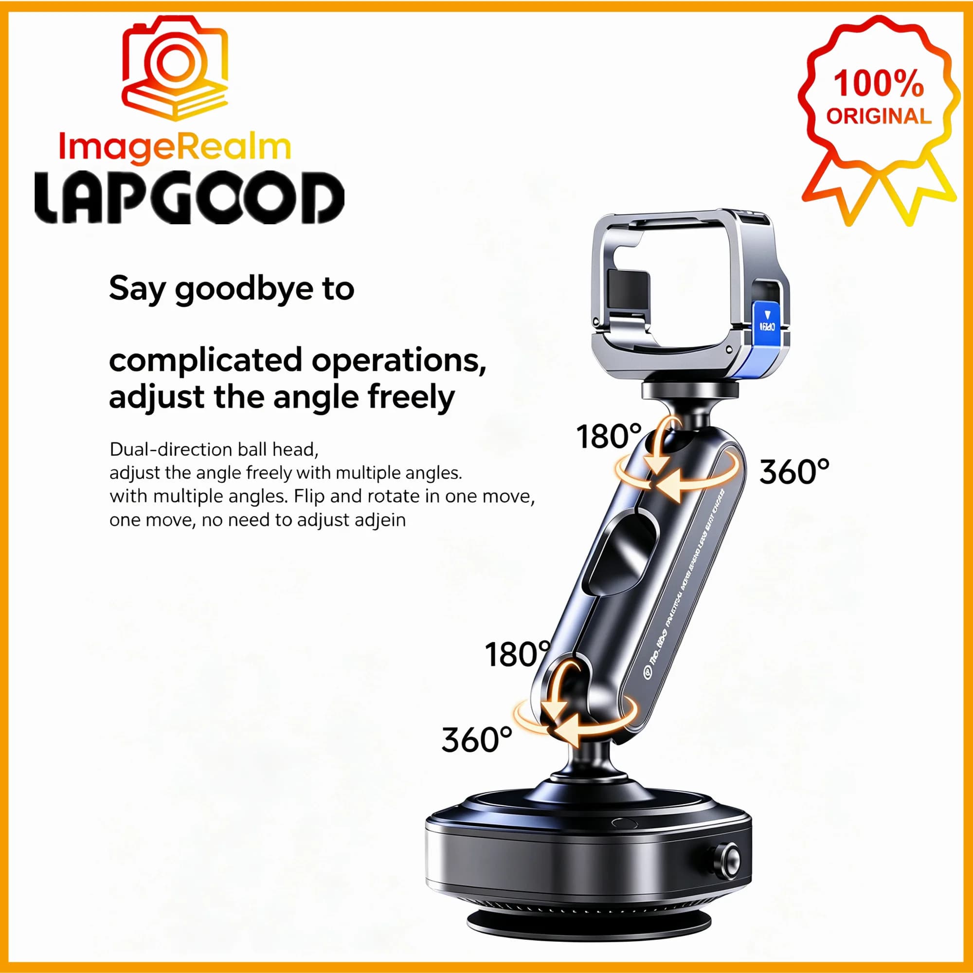 Supporto magnetico multi-angolo LAPGOOD con ventosa per fotocamera, compatibile con DJI OSMO Pocket 3, ideale per riprese in auto.