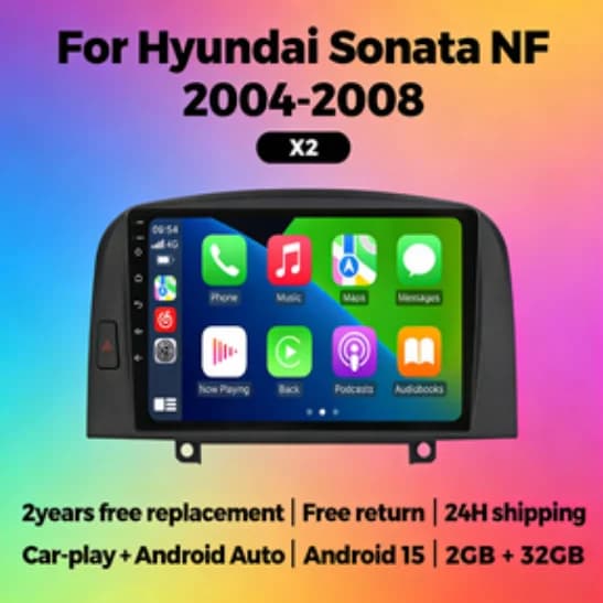 Autoradio Android 15 MEKEDE 2 Din con Navigazione e Carplay per Hyundai Sonata NF 2004-2008 - Sistema Multimediale per Auto