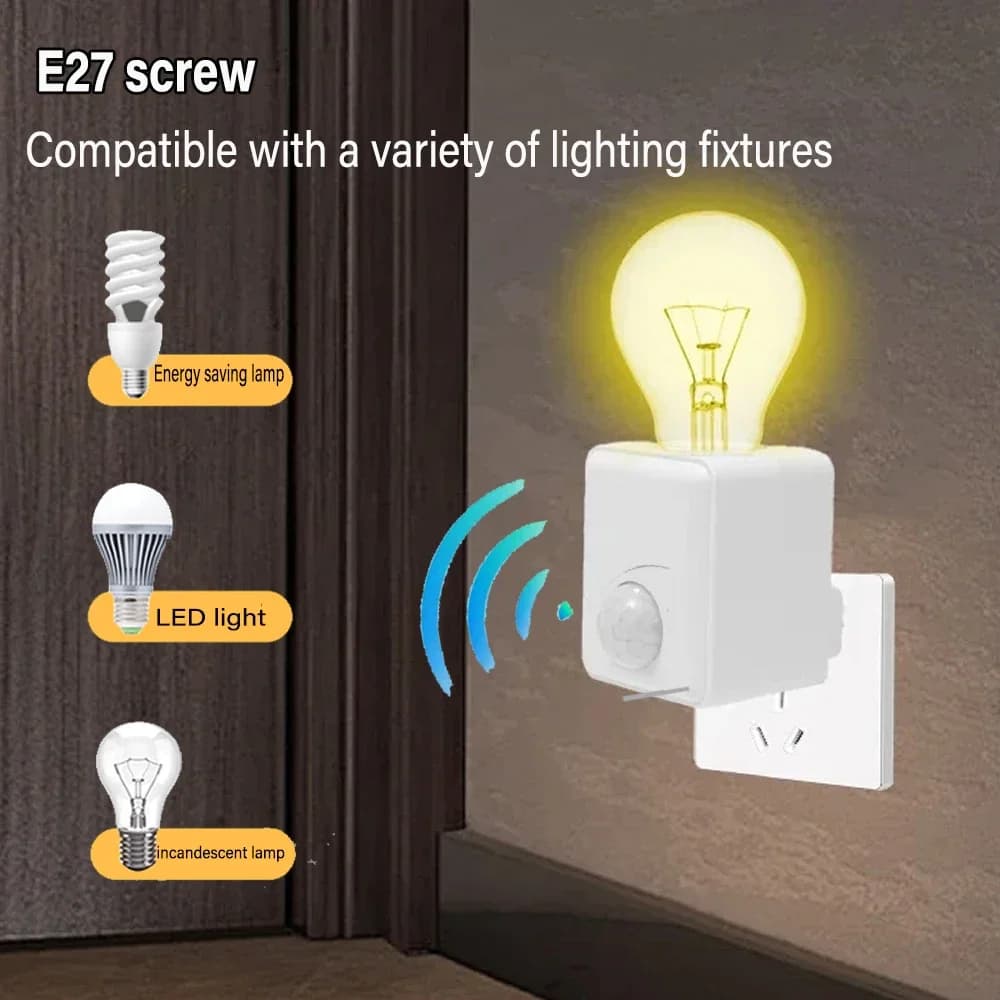 AC85-265V E27 Base lampada a LED con sensore di movimento PIR Portalampada a induzione umana Convertitore adattatore presa regolabile