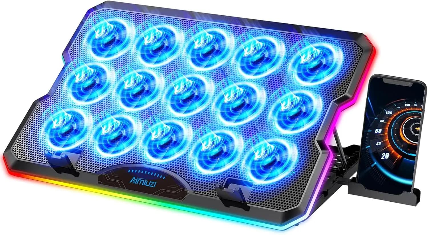 Base di Raffreddamento per Laptop da Gaming con 15 Ventole Silenziose, Supporto Sottile per Notebook da 12-17.3 Pollici, Altezza Regolabile e Porte USB