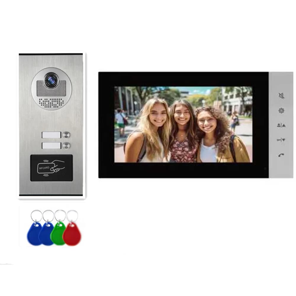 Schermo IPS da 7 pollici 1V2 2MP 1080P Rifd Controllo accessi Citofono cablato Campanello Videocitofono Telecamera visiva per porta