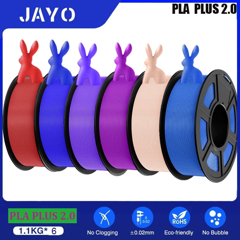 JAYO PLA PLUS 3D Printer Filament 2.0 6 rolls without bubble without smooth design plus 3D printer accessories for 3D printing