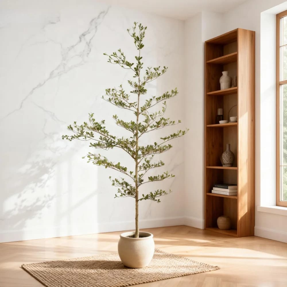 Artificial Black Olive Tree with Black Plastic Pot, Realistic Tall Fake Plant for Indoor Home Living Room Corner Decoration, 1pc/set
