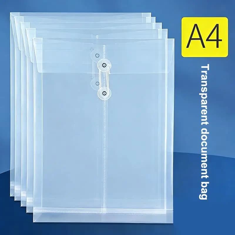 2Pcs Waterproof A4 Envelopes With Cord Buckle Clear Plastic Folder For Documents Office School Travel File Storage