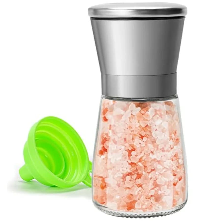 Macinino Manuale per Sale o Pepe per Chef Professionisti, Miglior Macinino per Spezie con Coperchio in Acciaio Inox, Lame in Ceramica e Regolazione della Macinatura