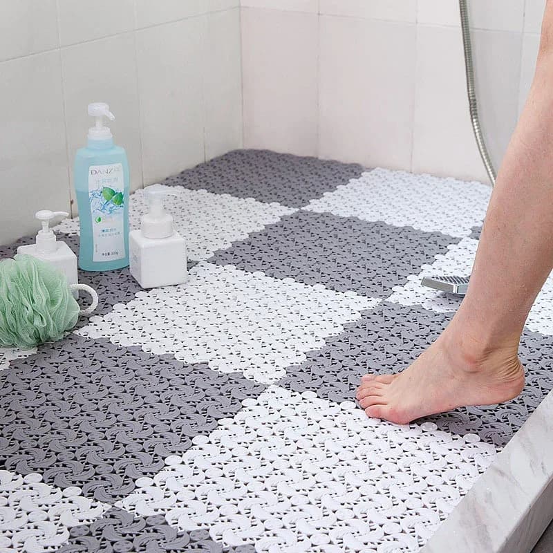 Tappetini da bagno antiscivolo a ventosa forte tappetino da bagno tappetino di forma quadrata con foro di scarico tappetino da massaggio in plastica accesso al bagno