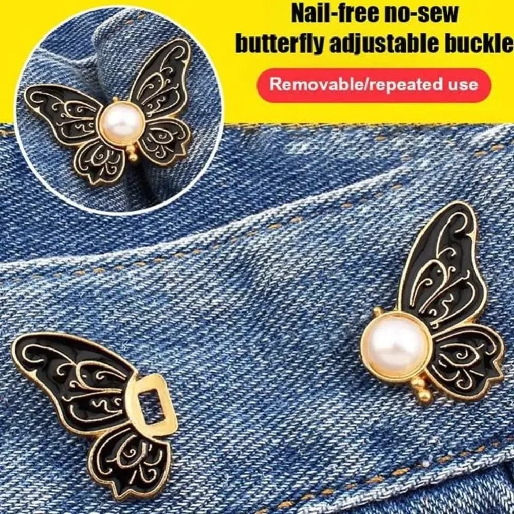 Bottoni per Jeans a Forma di Farfalla, Strumento di Regolazione della Vita, Fibbia per Stringere la Vita, Spille Decorative per Abiti