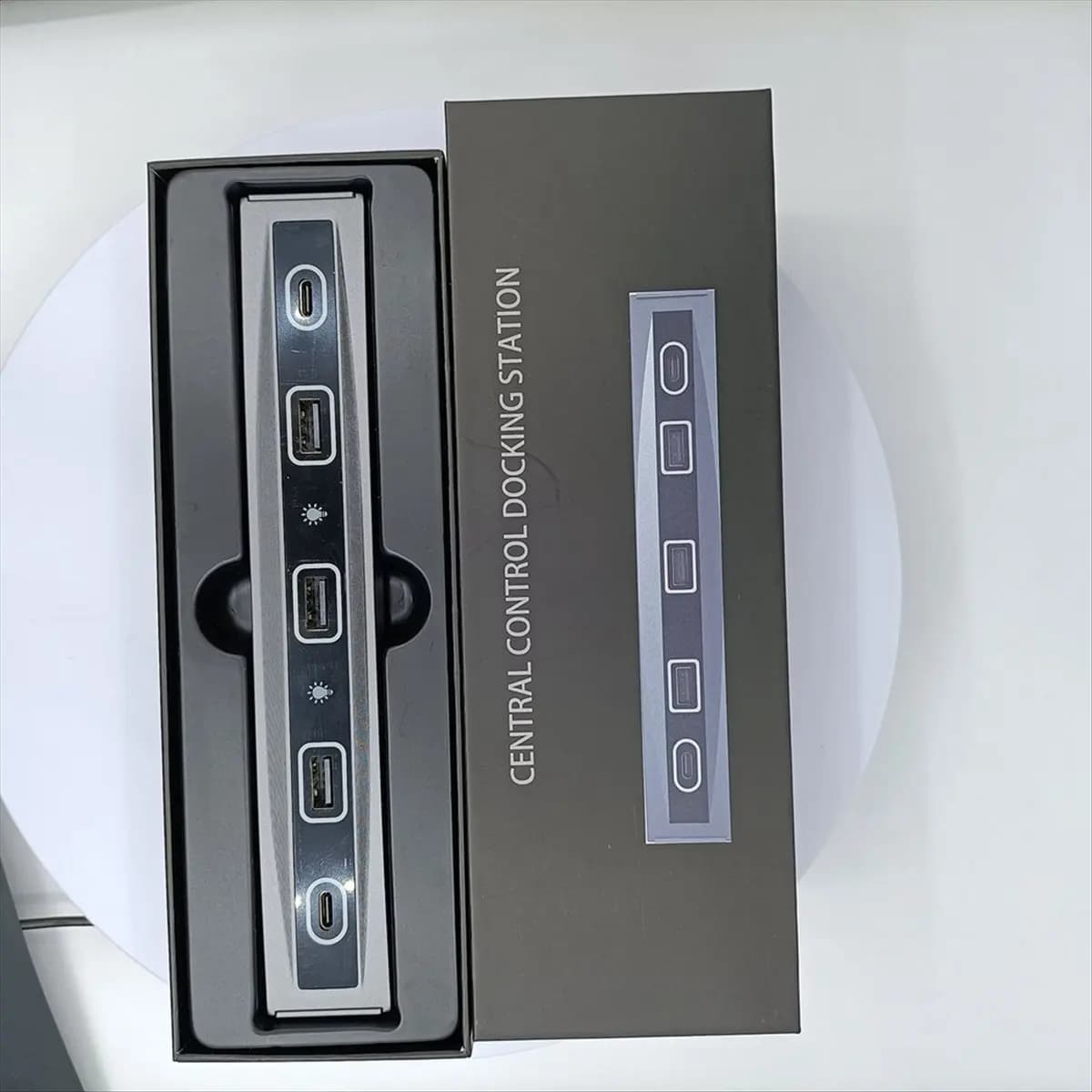Docking Station 5 in 1 with Quick Charger 36W, USB Hub, Car Adapter, Splitter Powered with LED Light
