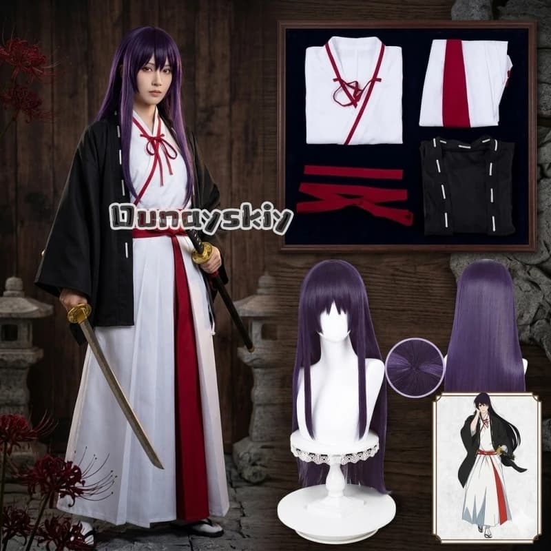 Parrucca e Costume Cosplay Asaemon, Set Completo Anime Hell’s Paradise: Jigokumon, Uniforme per Halloween e Carnevale