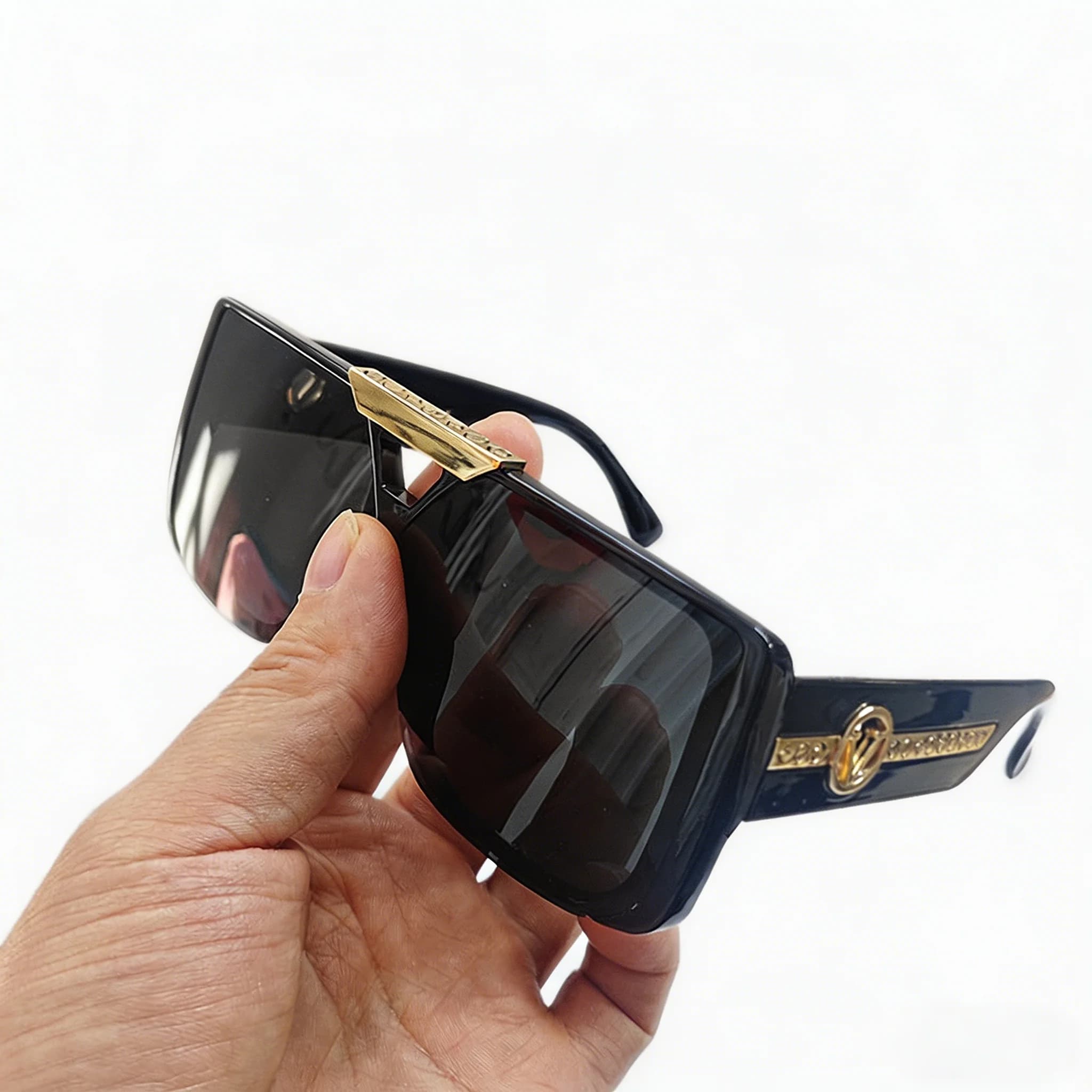 Occhiali da Sole di Lusso Millionaire per Uomo, Montatura Spessa Quadrata, Occhiali da Sole Maschili Hip Hop Streetwear, Occhiali alla Moda con Lettere, Protezione UV400