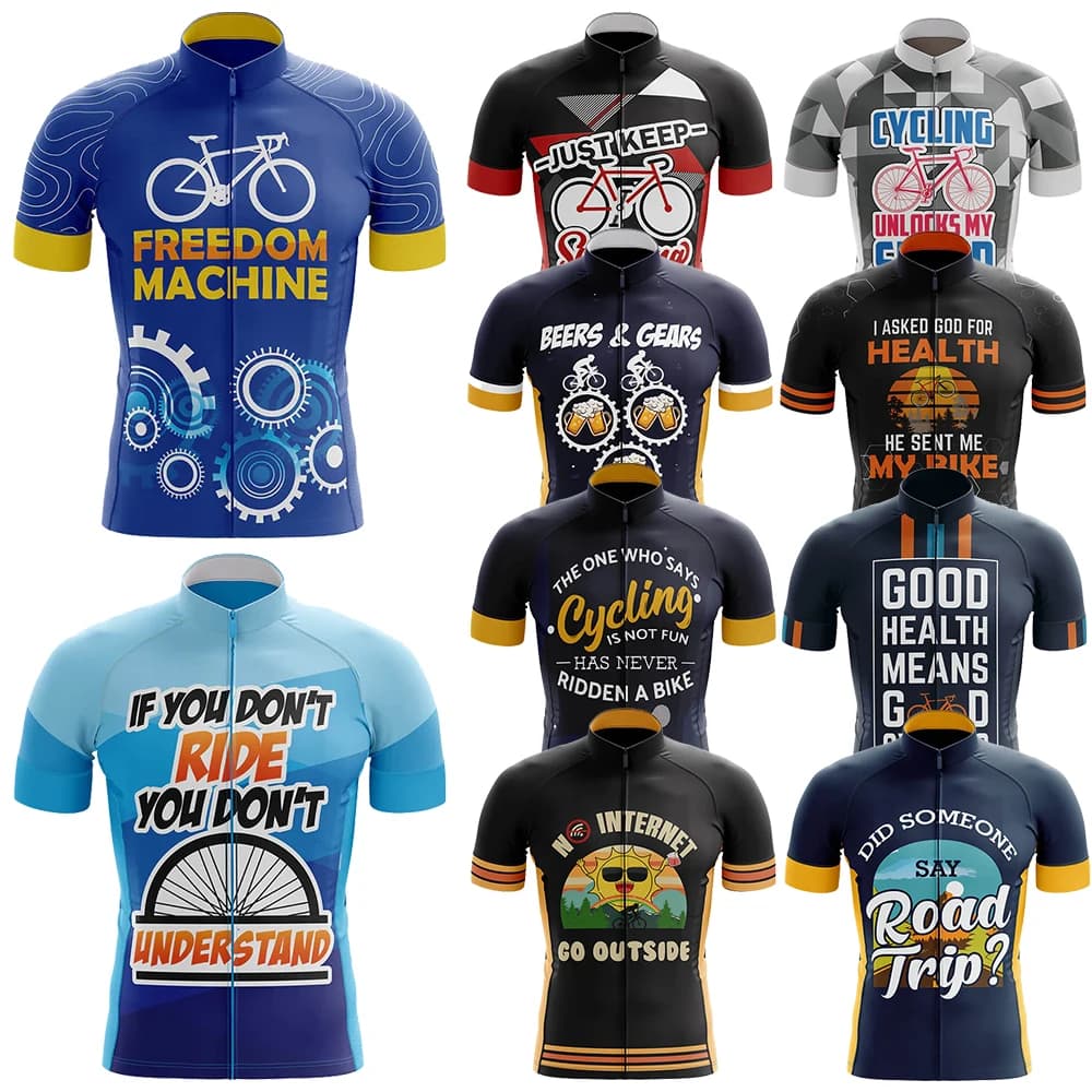 Maglia da ciclismo Freedom Machine per uomo Pantaloncini con bretelle traspiranti a maniche corte Cuscinetto in gel 20D durevole, Abbigliamento da mountain bike, Nuovo