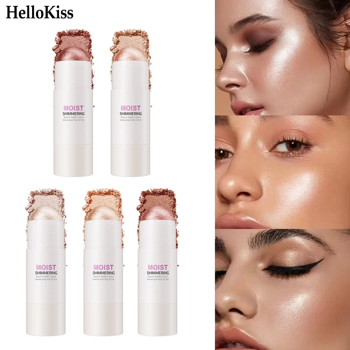 5 colori 3D viso illuminare evidenziatore bar cosmetico contorno viso bronzer luccichio evidenziatore stick correttore crema strumento di trucco