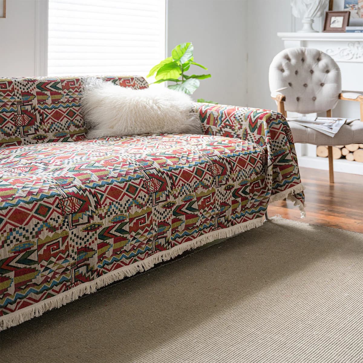 Colore geometrico jacquard divano asciugamano copridivano anti-gatto antigraffio retro copertura spessa coperta copertura reclinabile asciugamano divano letto lenzuolo