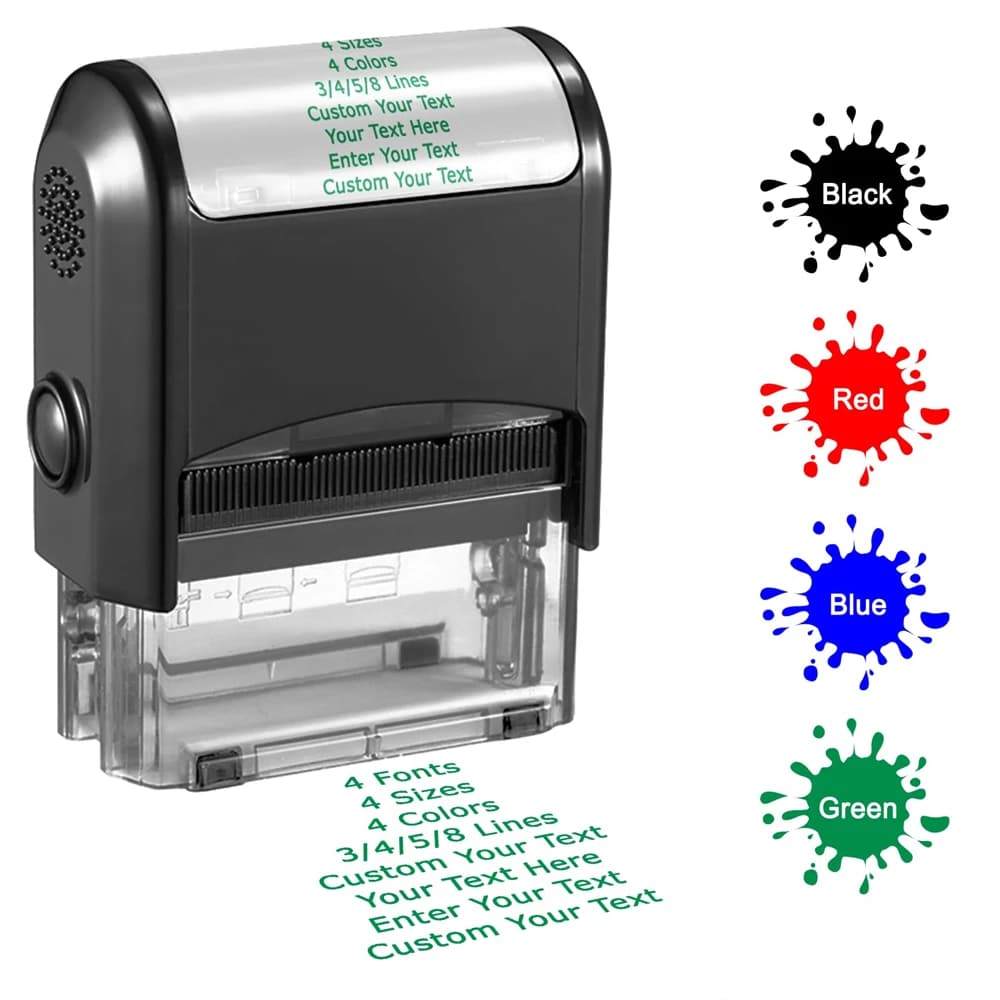 Custom LOGO Self-Inking Stamp Rubber Stamp Kit Self Ink Seal Business Number Monogram Printing Stamp Multiple Ink Color Option