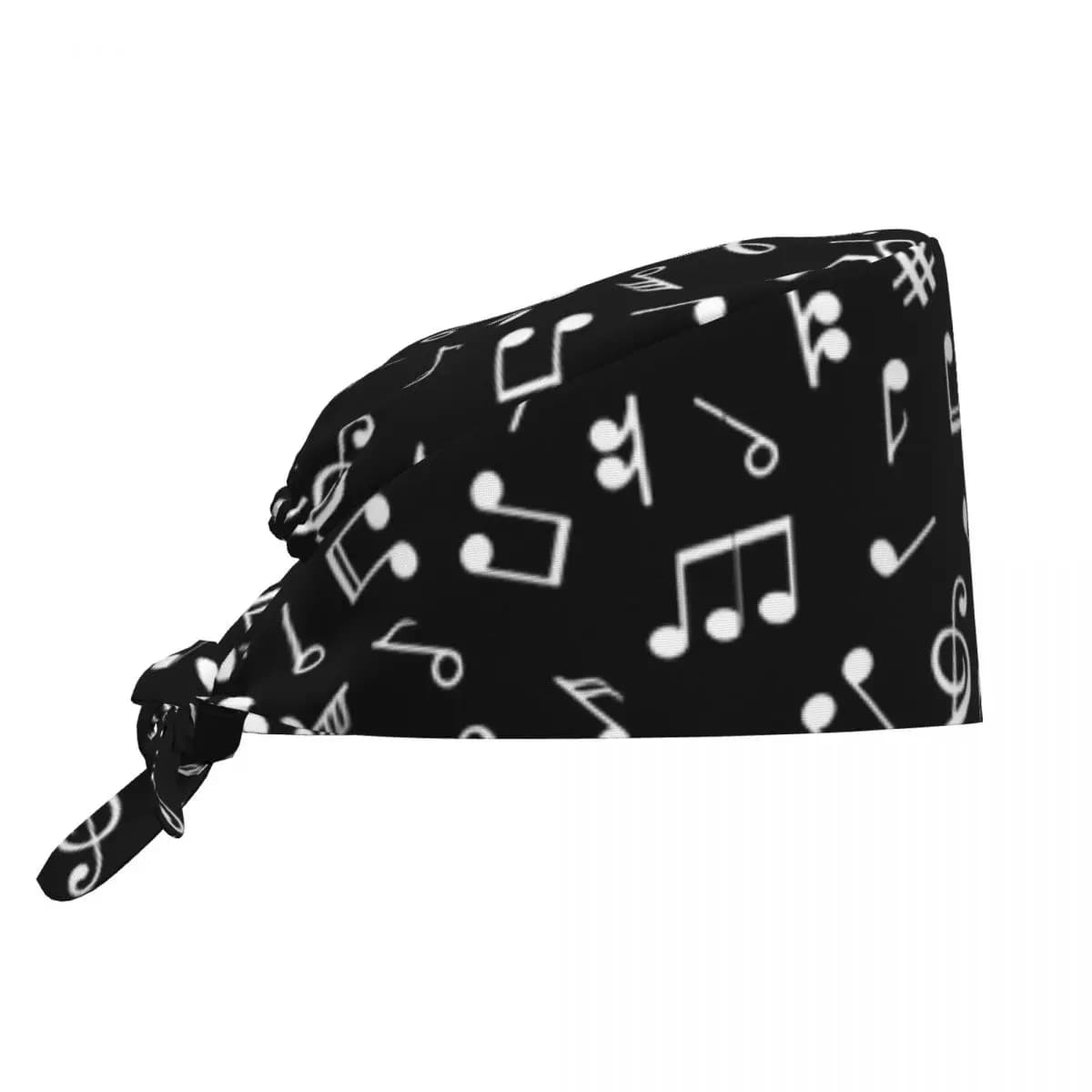 Custom Music Notes Print Scrub Hat Surgical Scrub Caps Unisex Nursing Hair Hats Artist Work Scrubs Hat for Hospital Pharmacy