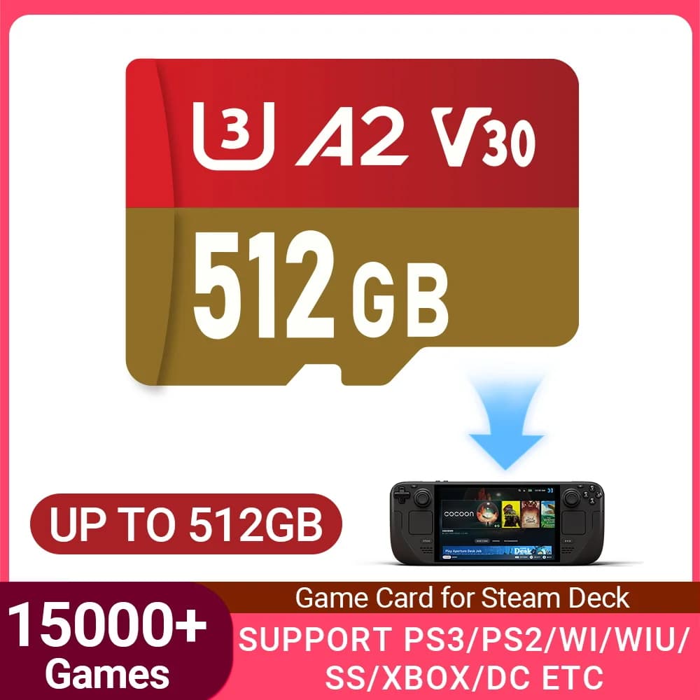 Scheda di gioco da 512 GB/256 GB per Steam Deck Batocera 40 con oltre 30 emulatori, scheda di memoria da 15000 giochi per PS3/PS2/PS1/PSP/WII/WIIU/XBOX/SS/DC