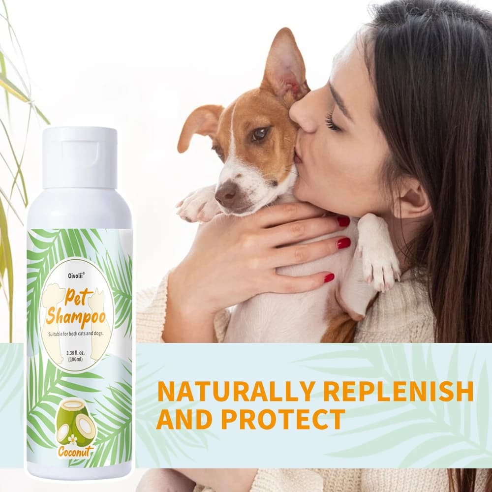 Natural Coconut Oil Pet Shampoo Gentle Cleansing Nourishing Soft Shiny Fluffy Coat for Dogs Cats All Breeds Daily Grooming Care