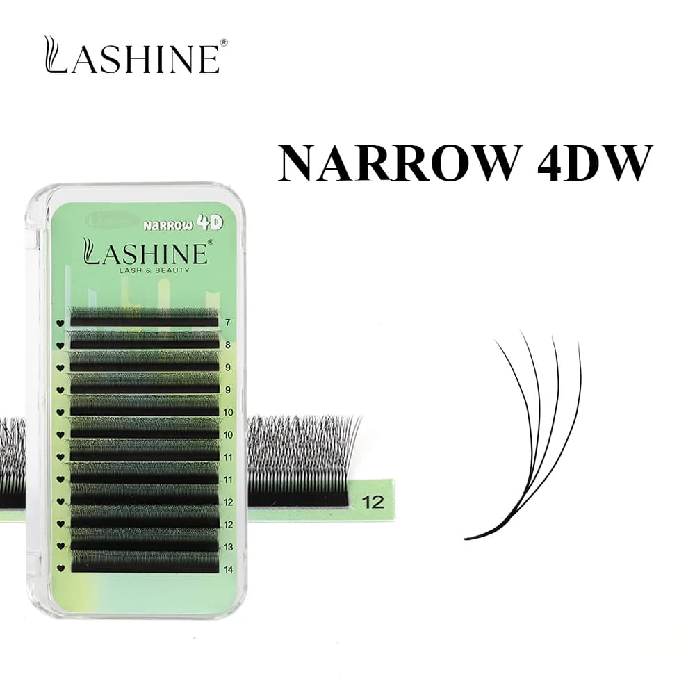 Lashine 4DW Estensioni ciglia a forma stretta 12 file 0,07 mm C/D/M Curl MIX 7-14 mm Ventole di volume preconfezionate fatte a mano Ciglia naturali morbide