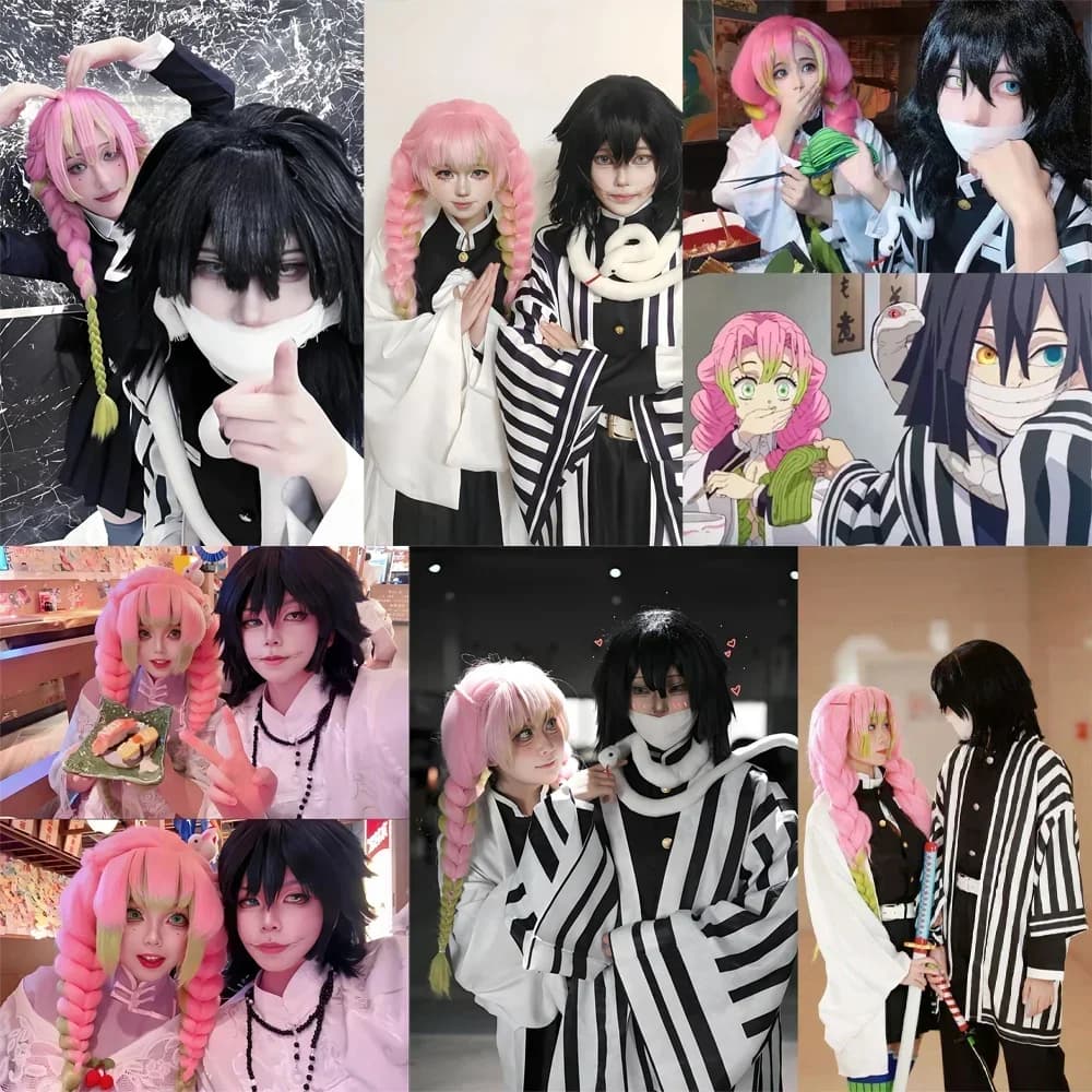 2026Anime Cosplay Synthetic Wig With Three Braids And Black Layered Heat-Resistant Wig