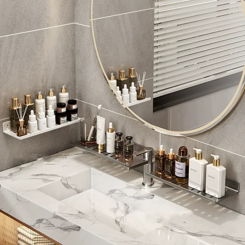 Faucet Shelf Washstand Organizer U-Shaped Holder Bathroom Suction Cup Wall Mount Shower Shelf Wash Basin Storage Rack Punch-Free