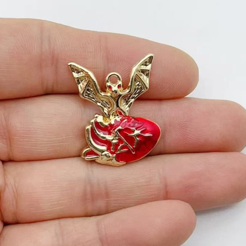 10Pcs Halloween Gothic Anatomical Heart Charms Enamel Bat Spider Raven Arrow Heart Pendants DIY Earrings Necklaces Making