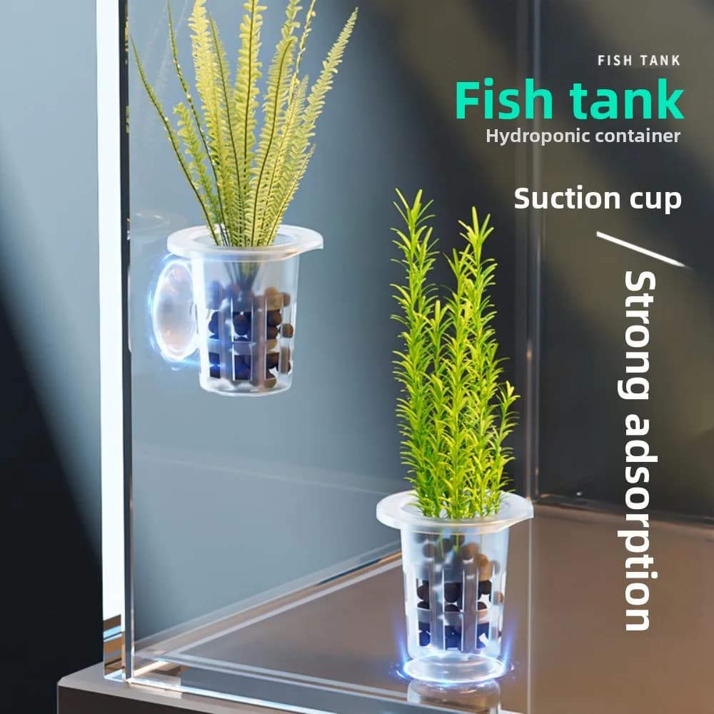 10Pcs Transparent Plant Hydroponic Pot Plastic with Suction Base Water Grass Growth Pots Aquarium Planting Cups