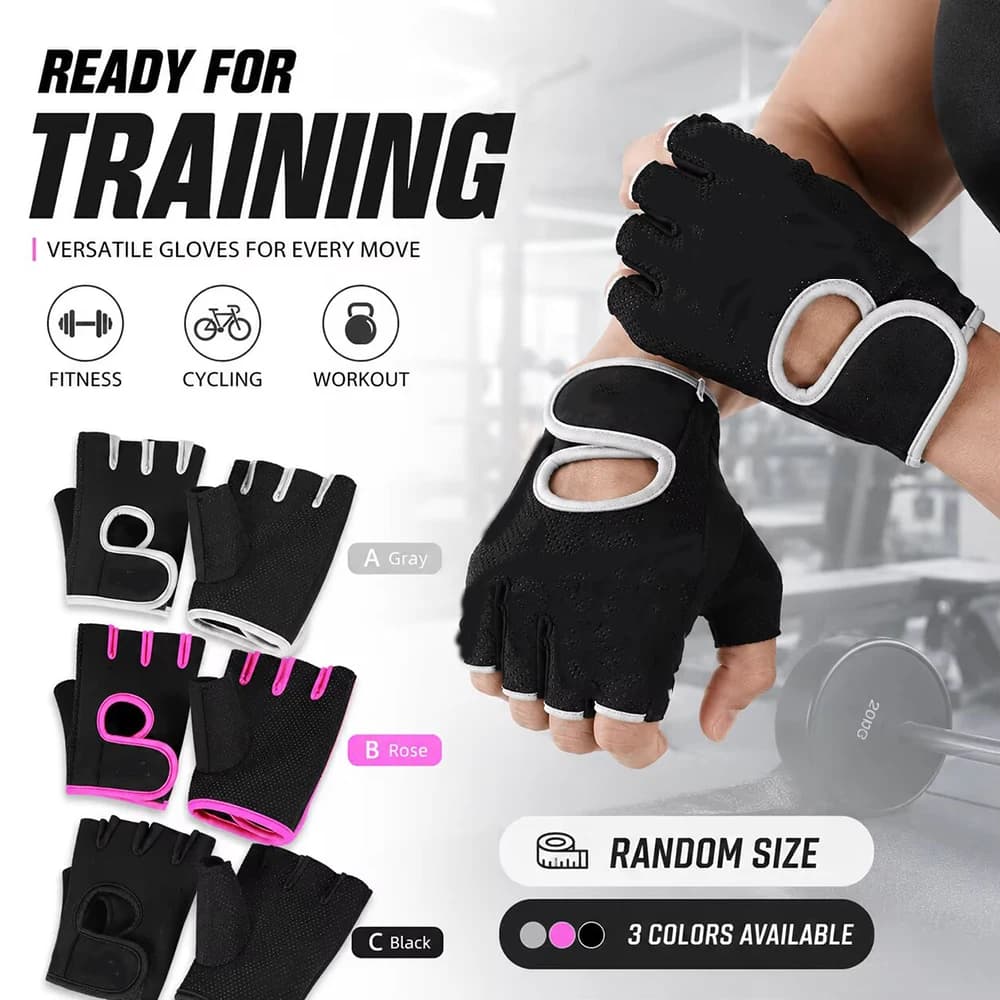 Breathable Half Finger Sports Gloves Anti-Slip Shock-Absorbing Fitness Cycling Weightlifting Iron Rolling Hand Palm Gloves