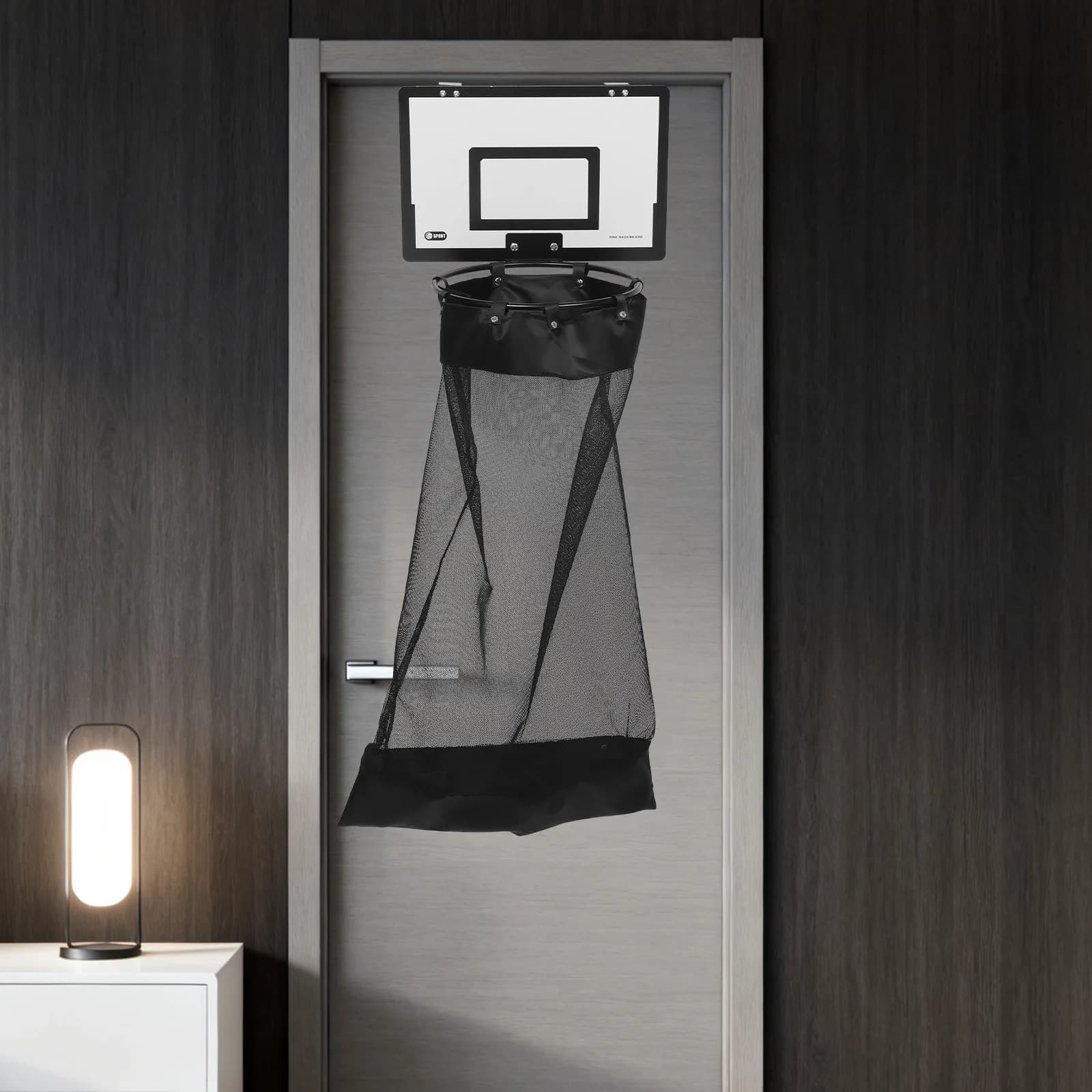 Door Mounted Basketball Hoop Laundry Hamper Zipper Mesh Hanging Storage Bag Over Door Basketball Laundry Basket Organizer