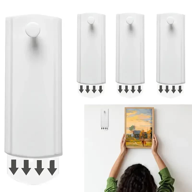 2/4pcs No Drill Picture Frame Wall Hook Invisible Nail Free Hanging Hook for Photo Painting Home Decor