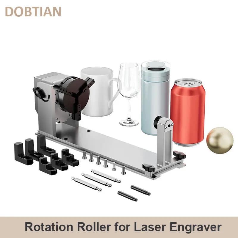 Multifunction rotary spindle for laser engraver Laser rotation roller 3 in 1 180 ° Adjustment for ring engraving, spherical objects