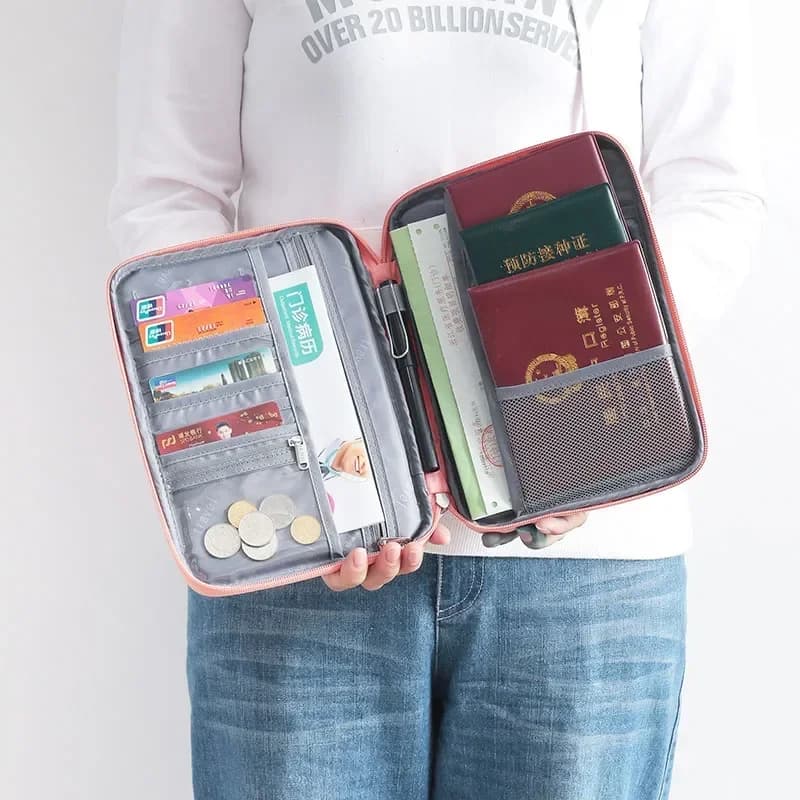 Portadocumenti e Portapassaporto Portatile Impermeabile Multifunzione per Uomo Donna Famiglia Accessori da Viaggio Borsa Portafoglio