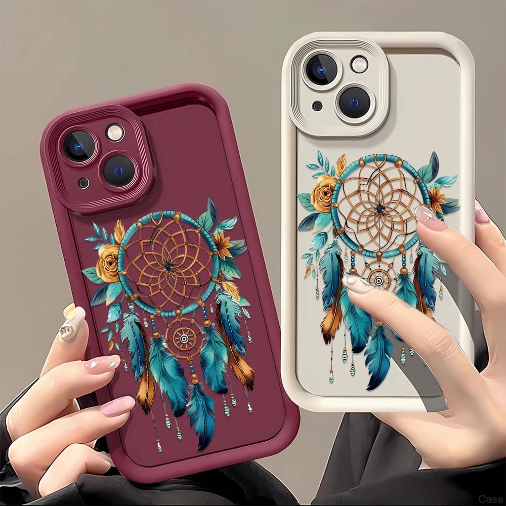 Teal & Rust Dreamcatcher TPU Soft Silicone Case for iPhone 18 Pro Max 11 12 13 14 15 16 17 Anti Fall Case Matte Anti Fingerprint