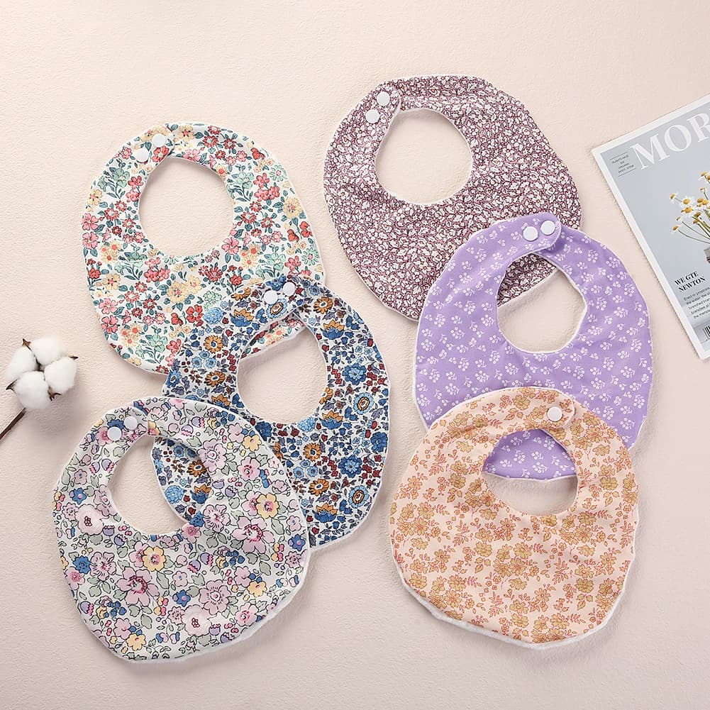 Bavaglino per bambini con stampa floreale Roba Sciarpa Bandana a scatto regolabile in cotone per bambini Neonati Ragazzi Ragazze Alimentazione Asciugamano per saliva Panno per ruttino