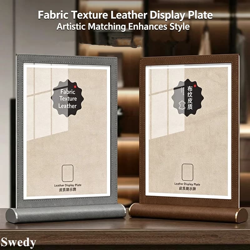 Set di 3 Porta-Cartelli in Pelle PU A5 148x210mm, Espositore in Acrilico per Foto, Poster, Menu di Ristoranti e Etichette Prezzi