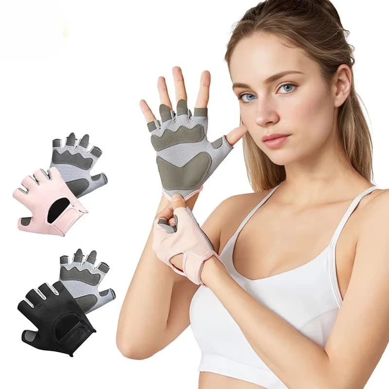 Guanti mezze dita Fitness Gym Training Guanti sportivi antiscivolo, assorbenti, leggeri e traspiranti per le donne