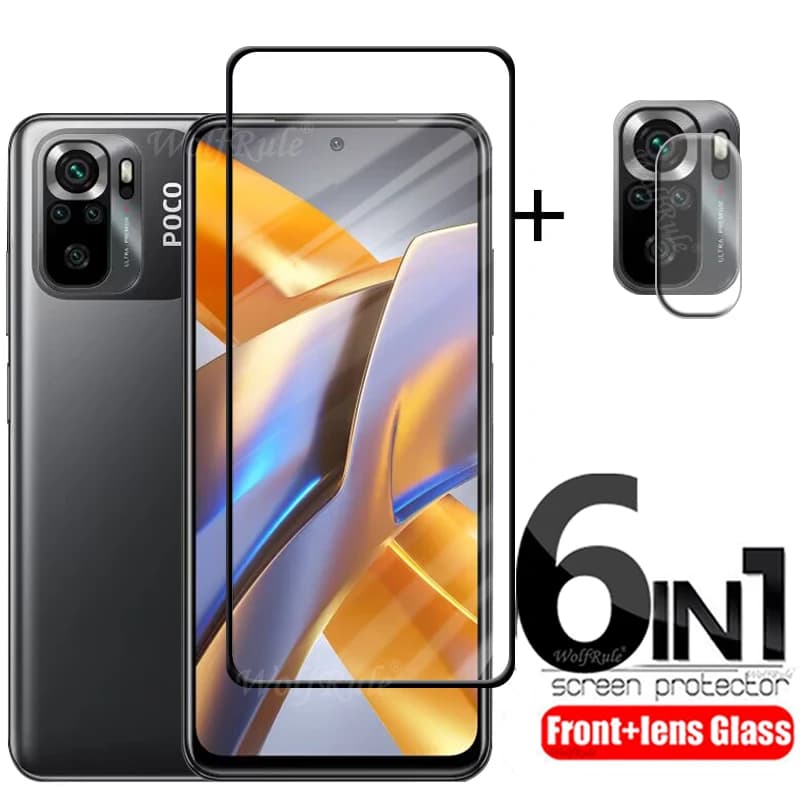 6-in-1 per Xiaomi Poco M5S vetro per Poco M5S vetro temperato 9H protezione dello schermo per Poco M5 S M5S Redmi Note 10S 11S lente di vetro