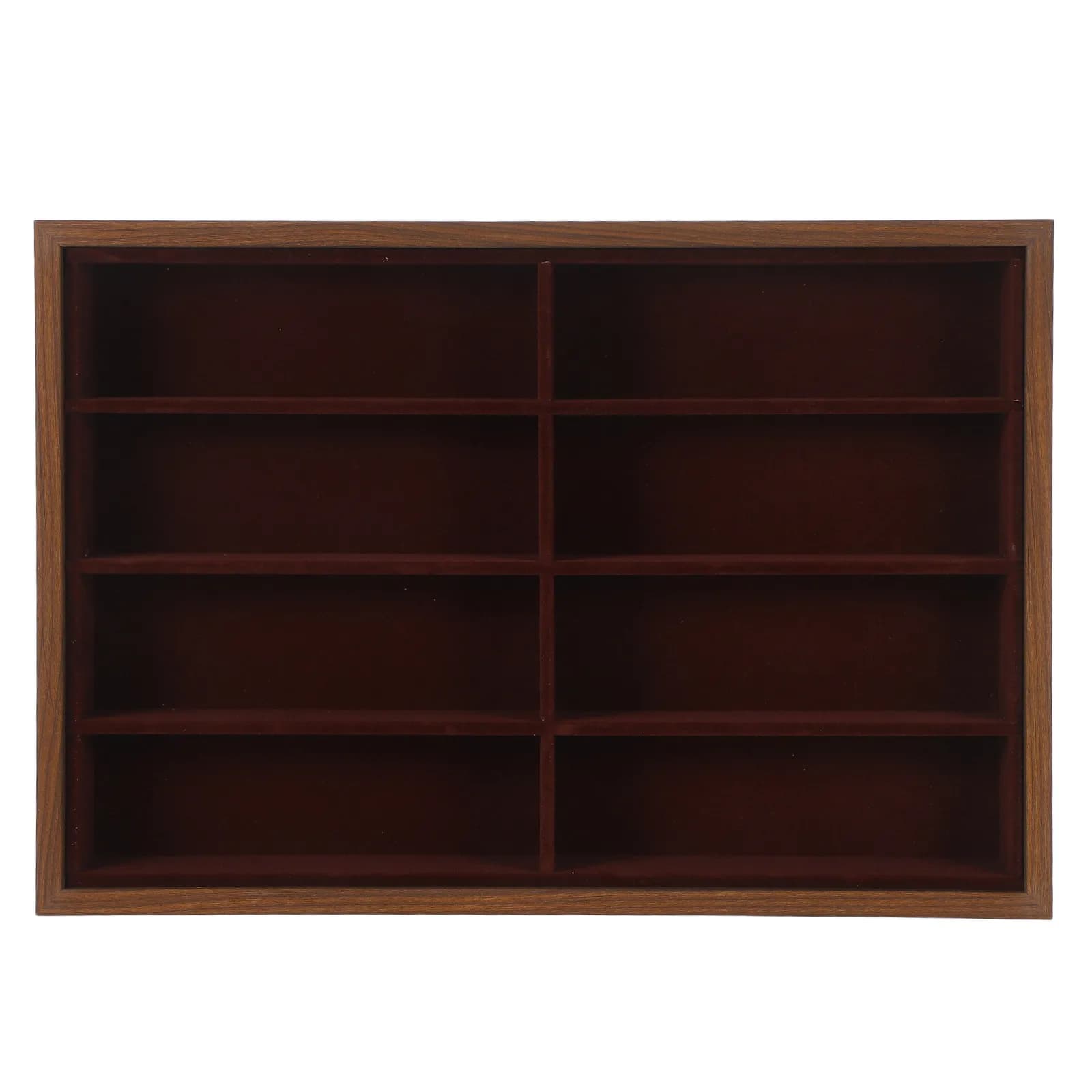 Espositore per Occhiali in Legno a 8 Scomparti, Vassoio Porta Occhiali con Venature Noce, Supporto da Scrivania per Occhiali e Gioielli