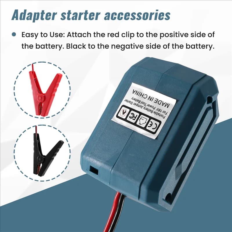 AT21-Adatto di emergenza per auto Adattatore fai-da-te Accenditore automobilistico per batteria al litio da 18 V