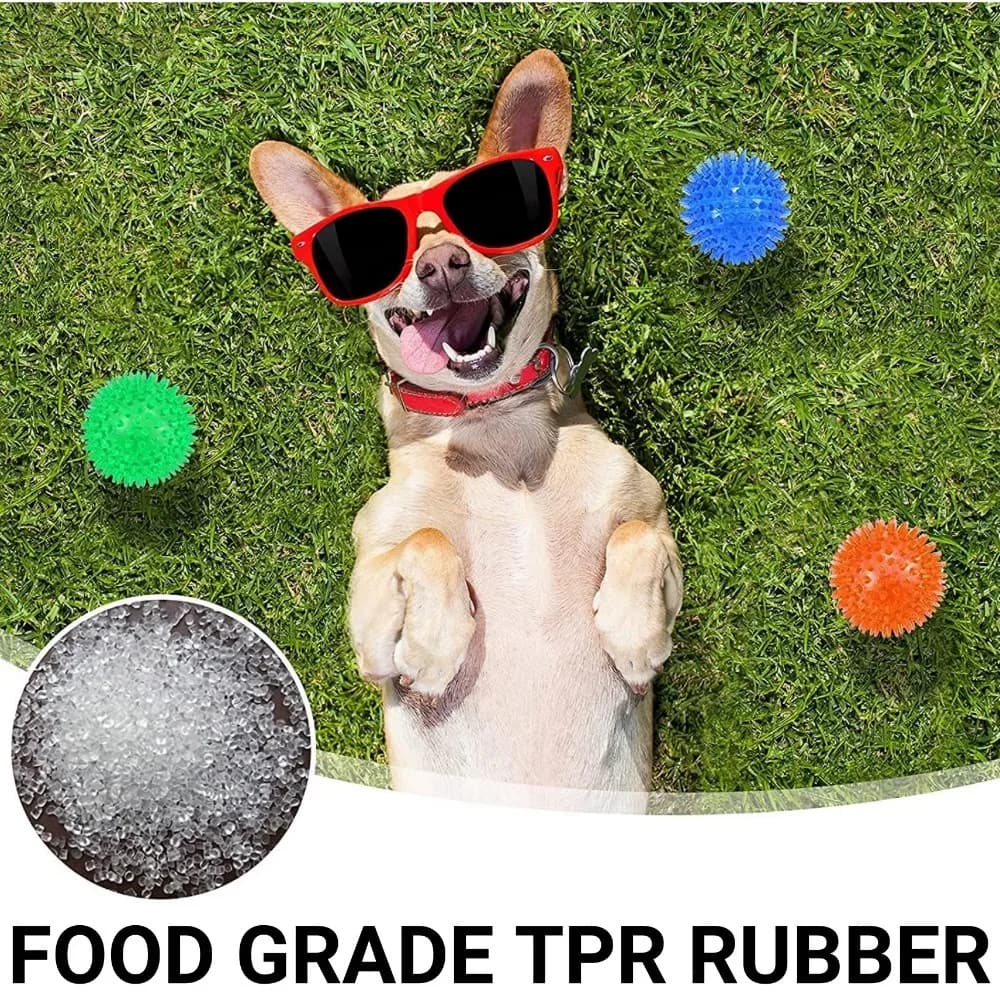 Small Dog Transparent Spiky Massage Chew Ball Squeaky Pet Toy Durable Teeth Care Stress Reducing Daily Entertainment Plaything
