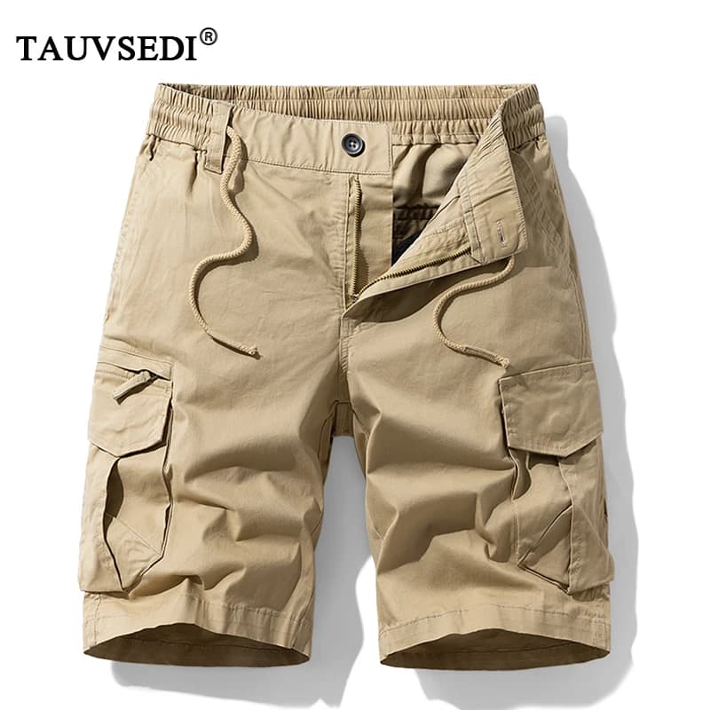 Pantaloncini cargo da uomo in cotone estivo Pantaloncini da jogging da uomo casual da spiaggia Pantaloncini da uomo Bermuda multitasche da lavoro Pantaloncini da safari Pantaloni