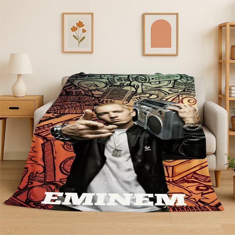Rapper Eminem Tupac 17pac Hip Hop Rap God Flannel Blanket Soft Warm Throw Blanket for Bedroom Living Room Bed Travel Picnic