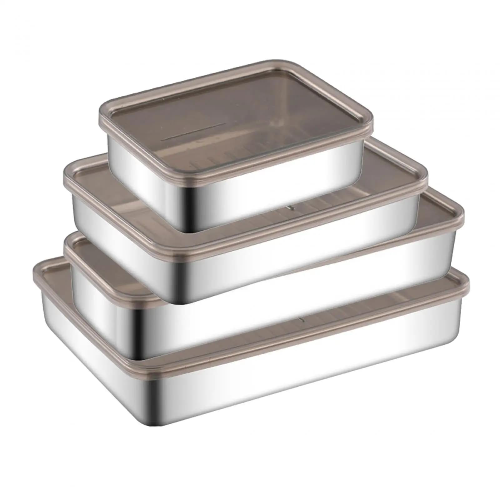 Food Storage Container Bread Box Metal Meal Prep Containers Rectangle Fridge Organizer for Camping, Picnic, Pantry, Countertop